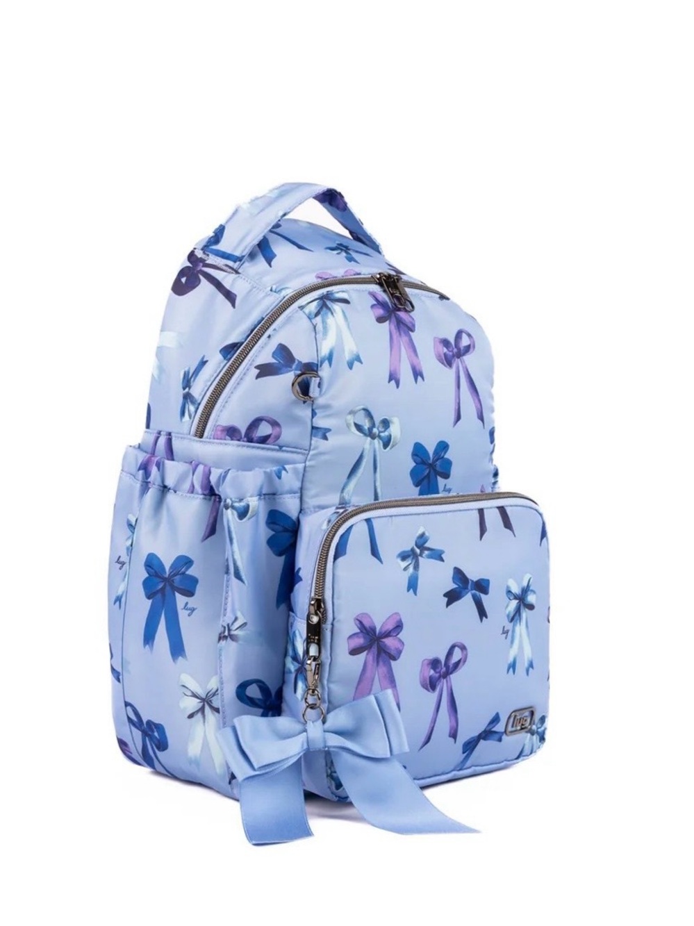 lug Pattycake Backpack with Bow - Periwinkle Blue with Purple Bows - Picture 2 of 5